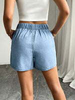 Drawstring High Waist Denim Shorts