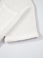 Waffle Knit Button Detail Top