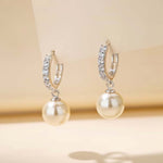 Pearl Drop Hoop Earrings