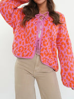 Leopard Tie Front Cardigan