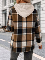 Plaid Drawstring Long Sleeve Hoodie