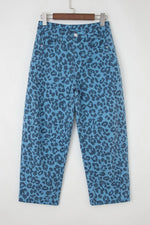 Leopard Print Barrel Leg Jeans