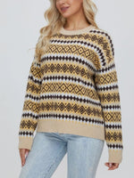 Geometric Pattern Round Neck Sweater