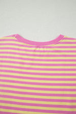 Striped Round Neck Tee and Shorts Casual Set