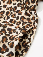 Leopard Print Striped Patchwork 3/4 Sleeve Loose Mini Dress