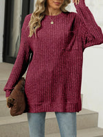 Ribbed Knit Round Neck Sweater