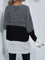 Color Block Round Neck Oversized Sweater