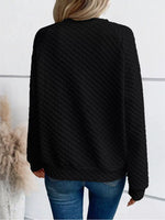 Textured Notched Raglan Sleeve Sweatshirt
