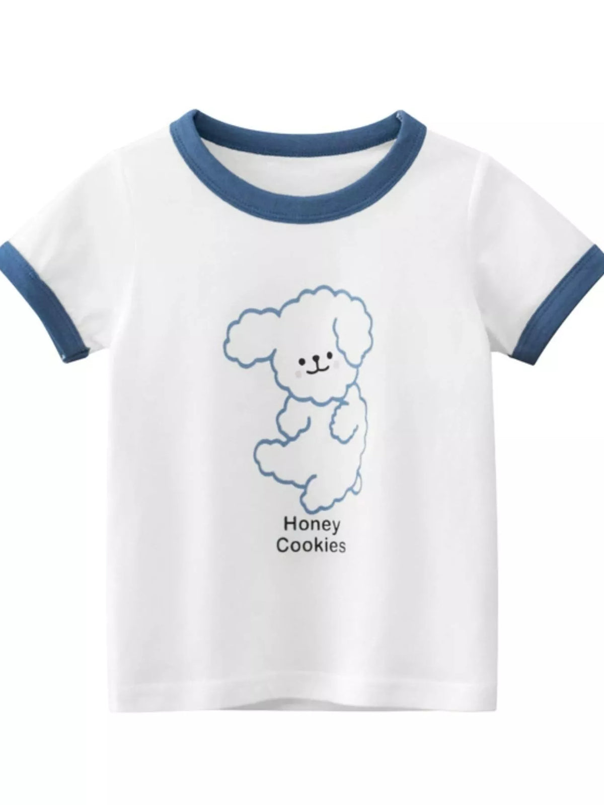 Children's Dog Graphic T-Shirt with Contrast Trim