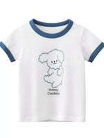 Children's Dog Graphic T-Shirt with Contrast Trim