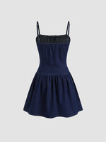 Adjustable Strap Ruched Mini Dress