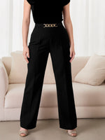 Plus Size Chain-Waist Wide-Leg Pants