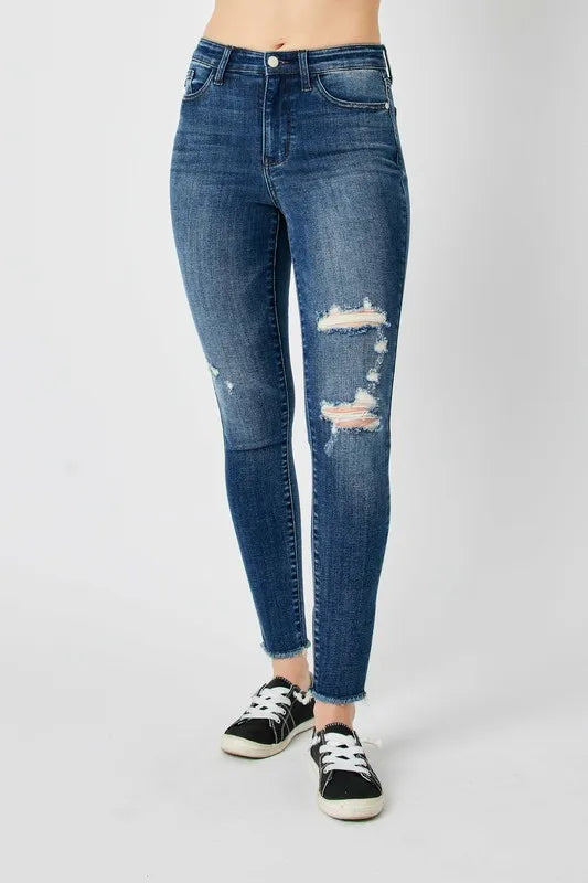 Judy Blue Full SizeHigh Waist Distressed Skinny Jeans