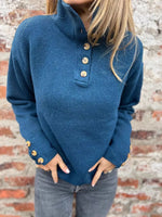 Full Size Button-Detail Turtleneck Sweater Plus Size