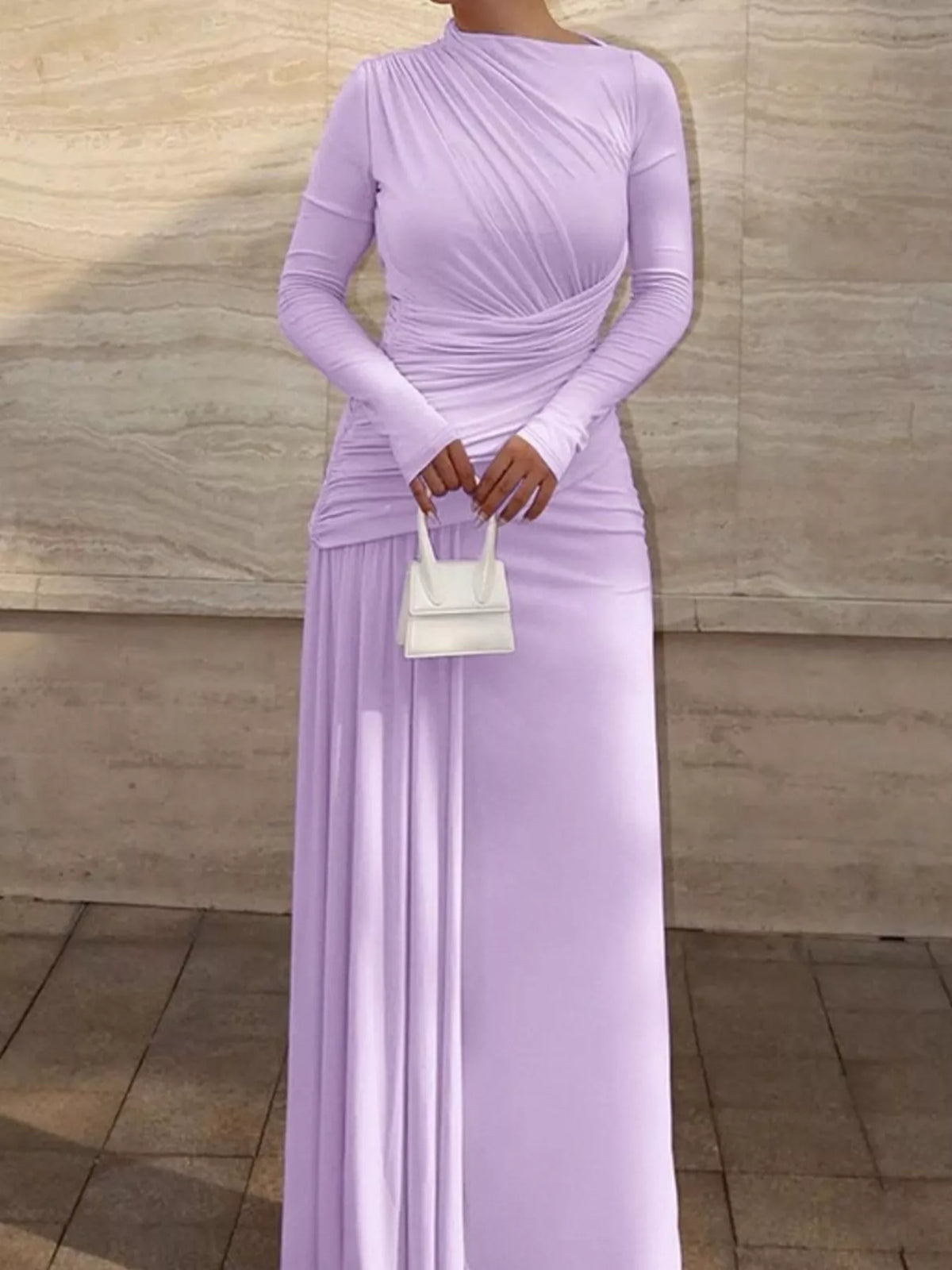 Ruched Long Sleeve Maxi Dress