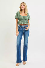 RISEN High RiseBootcut Jeans With Distressed Details