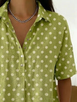 Full Size Polka Dot Short Sleeve Shirt Plus Size