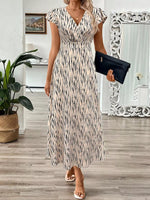 Surplice Cap Sleeve Midi Dress
