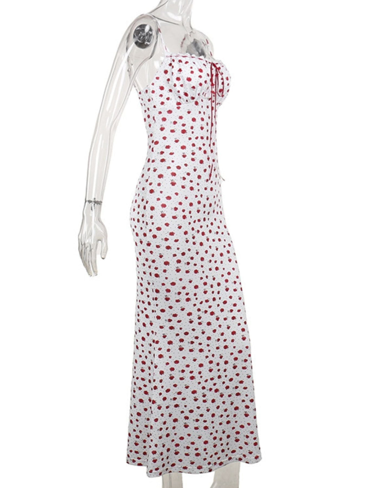 Floral Print Lace Trimmed Cami Dress