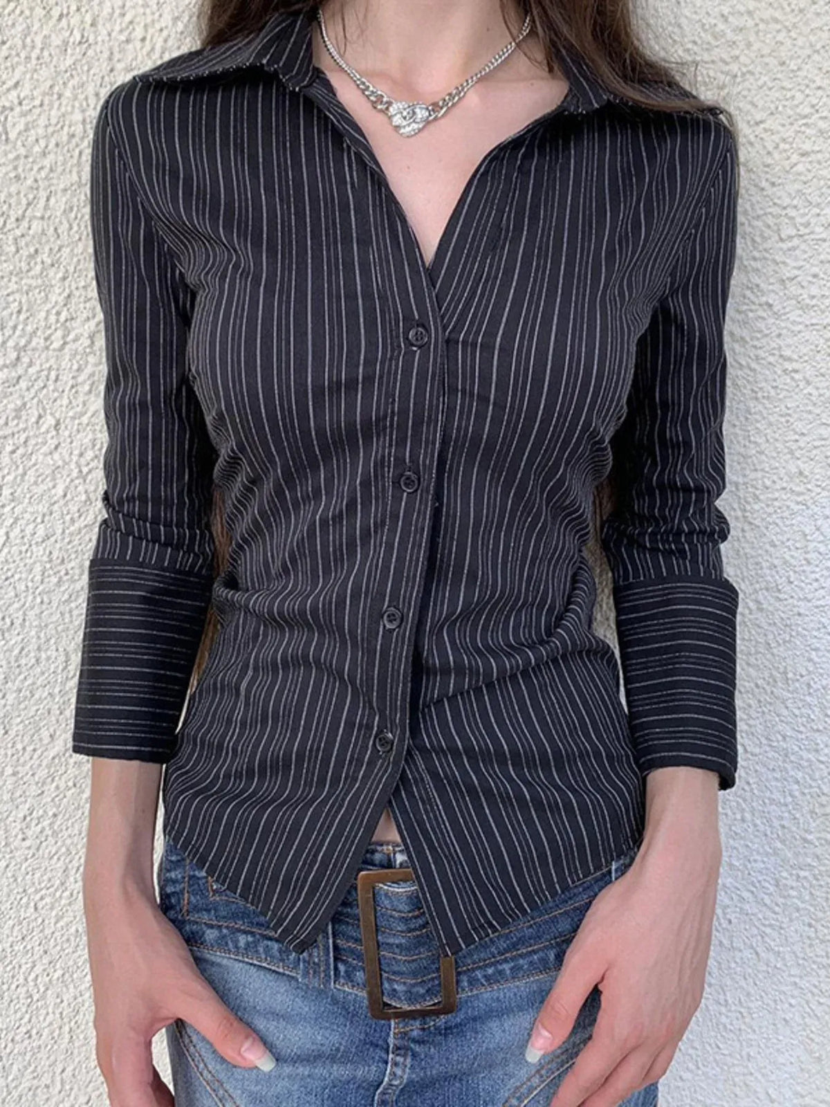 Striped Button-Down Collared Neck Shirt