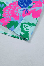 Floral Print V Neck Half Sleeve Blouse