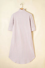 Stripe Frilled Collar Half Sleeve Shirt Dress