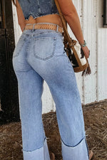 Turn-up Cuffs Loose Jeans