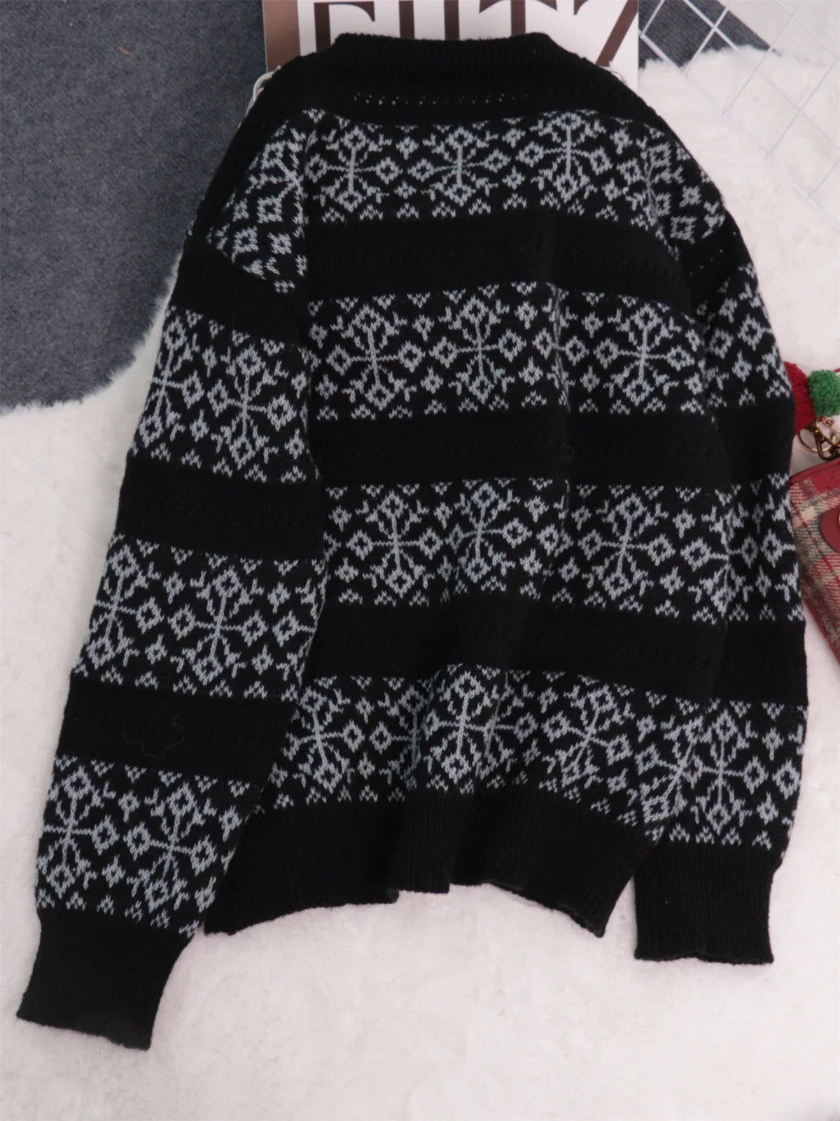 Contrast Ribbed hem Long Sleeve Sweater