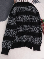 Contrast Ribbed hem Long Sleeve Sweater