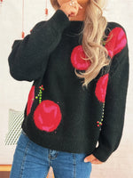 Contrast Cherry Round Neck Sweater