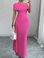 One-Shoulder Ruched Maxi Dress