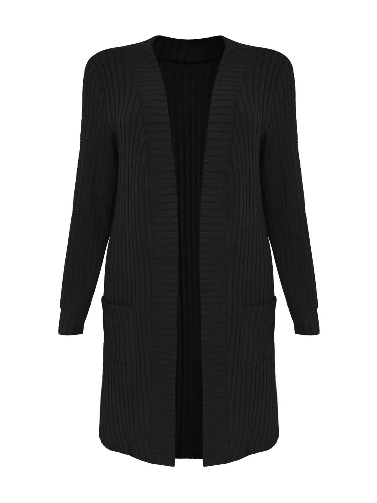 Ribbed Knit Open Front Cardigan