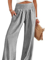 Gingham High Waist Wide Leg Pants