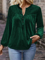Velvet Balloon Sleeve Blouse