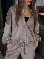 Zip Up Cropped Outerwear and Pants Set