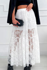Lace Elastic Waist Maxi Skirt