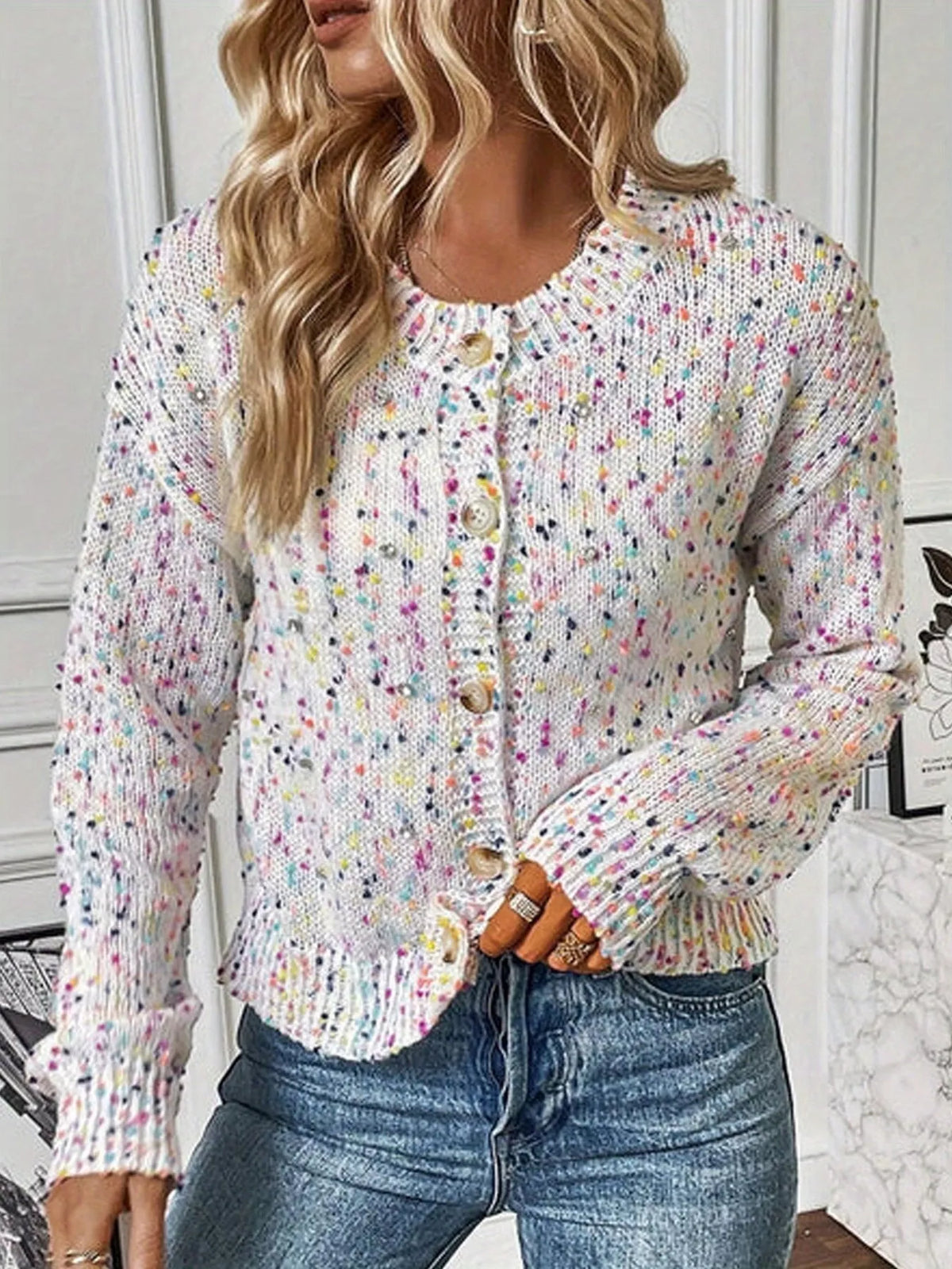 Textured Knit Button-Up Cardigan