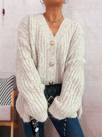 Cable Knit Button-Up Cardigan