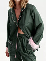 Silky Button Up Top and Pants Lounge Set