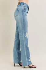 Judy Blue Full Size High WaistRigid Magic Star Shaped Destroy 90's Straight Jeans Plus Size