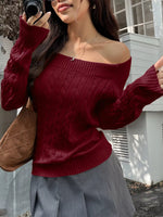 Off-Shoulder Cable Knit Sweater