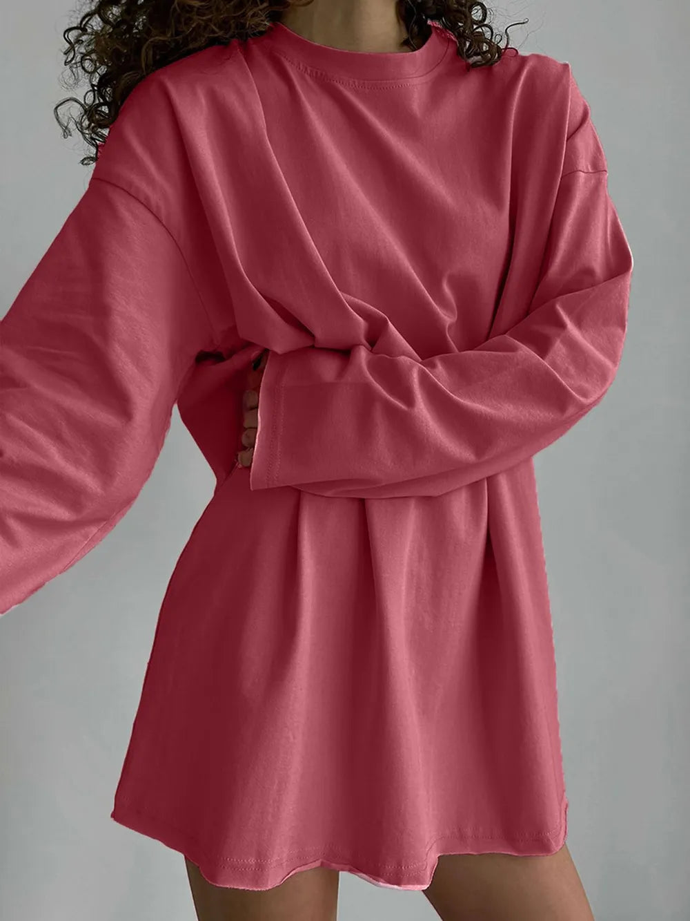 Round Neck Long Sleeve Oversized T-Shirt