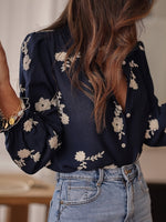 Floral Embroidered Button Down Shirt