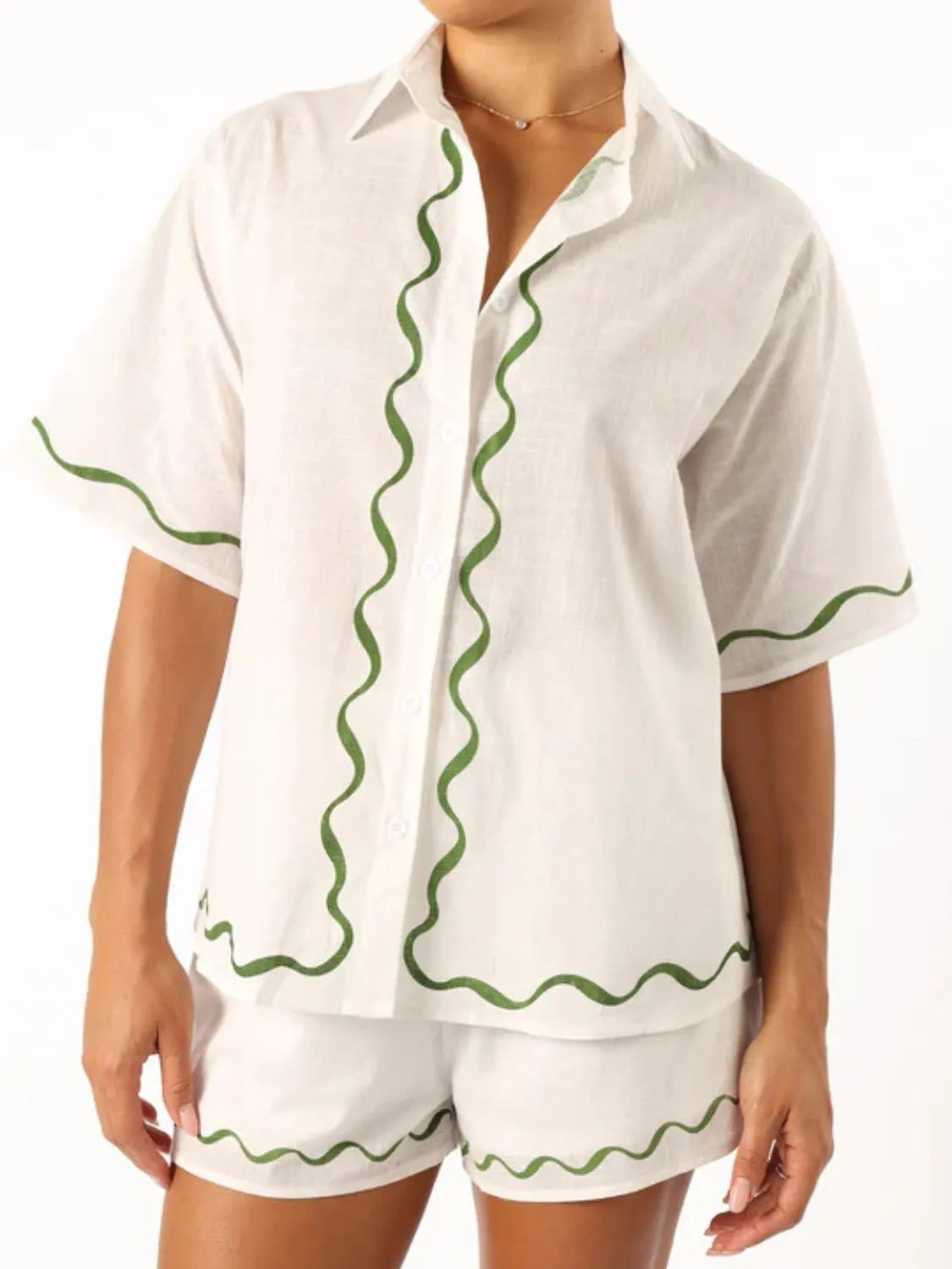 Button Up Half Sleeve Top and Shorts Set