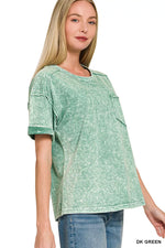 Zenana Halo Snow Washed Exposed Seam Top & Shorts Set
