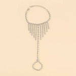 Rhinestone Fringe Hand Chain Bracelet