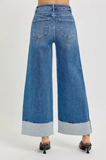 RISEN Full Size Tummy Control High Rise Crop Wide Cuffed Jeans Plus Size