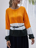 Color Block Round Neck Sweater
