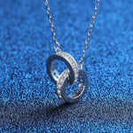 925 Sterling Silver Double Circle Pendant Necklace