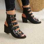 Buckle Block Heels Sandals